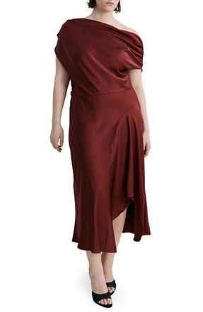 Mango One-Shoulder High-Low Cocktail Dress in Burgundy at Nordstrom, Size 10