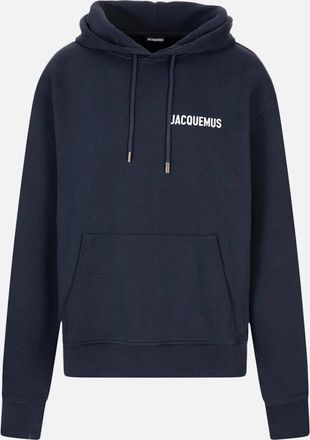 Jacquemus Mens Jacquemus Logo Hooded Sweatshirt Navy - Black - Size: 36
