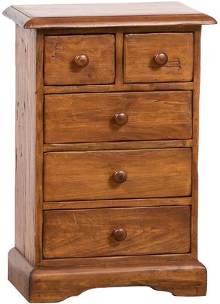 Biscottini International Mesita De Noche De Estilo Country De Madera Maciza De Tilo Acabado Con Efecto Nogal 51x30x74 Cm