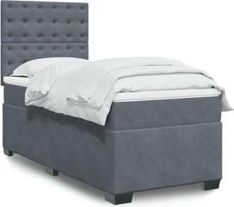 vidaXL Vidaxl - Cama Box Spring Con Colch&oacute;n Terciopelo Gris Oscuro 100x200 Cm