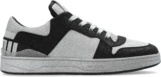 Jimmy Choo London Florent M logo-patch sneakers - men - Rubber/Calf Leather/Polyester/glitter/Calf Leather - 39 - Black