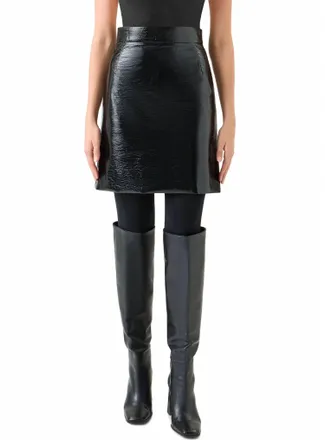 Akris Crinkle Lacquered Mini Skirt In Black