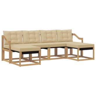 vidaXL Conjunto De Sof&aacute;s De Exterior Con Coj&iacute;n 6 Pcs Y Beige Vidaxl
