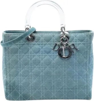 Dior Pre-owned Handbags, female, Blue, Size: ONE SIZE Pre-owned Vintage Denim Handbag