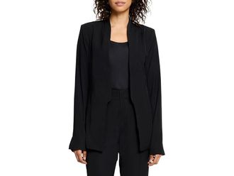 Nic+Zoe Social Edit Blazer Womens Jacket Black Onyx : 10, Polyester