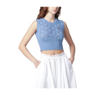 Vivienne Westwood Round-neck Knitwear, female, Blue, Size: S Round-neck Knitwear