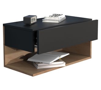 ebuy24 Armario De Noche Vcm Caj&oacute;n De Pared Tablero De Pared Mesita De Noche Dimensiones Aprox. Al. 30 X An. 60 X P. 32 Cm - Usal Xl 60 Cm (negro / Roble De M