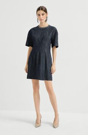 Brunello Cucinelli T-shirt dress with monili in Denim at Nordstrom, Size Xx-Small Eu