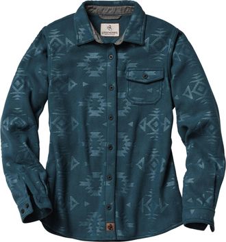 Legendary Whitetails Womens Trail Guide Fleece Button Down Shirt, Blue Wing Teal, XL