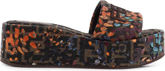 Fendi Wedges, female, Multicolor, Size: 8 1/2 US FF Fabric Sandals