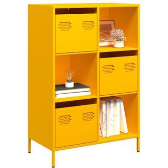 vidaXL Vidaxl - Aparador De Acero Amarillo Mostaza 68x39x103,5 Cm