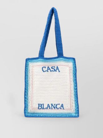 Casablanca crochet rectangular tote bag dual handles
