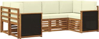 vidaXL Conjunto De Sof&aacute;s De Exterior 6 Uds. Natural Y Crema Vidaxl