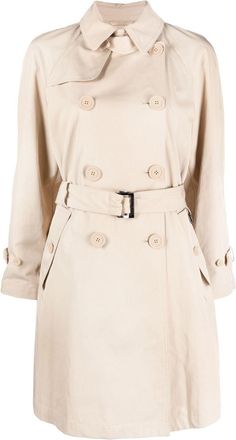Emporio Armani belted trench coat - women - Polyester/Polyester/Cotton - 44 - Neutrals