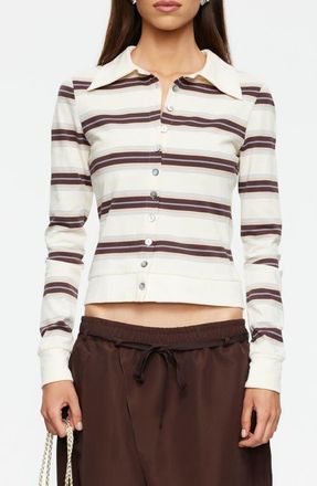 Lioness Bada Bing Stripe Jersey Cotton Sweater in Sand Stripe at Nordstrom, Size X-Small