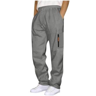 Generic Mens Fleece Sweatpants Winter Warm Tracksuit Bottoms for Men UK Thermal Joggers Bottom with Zip Pocket Casual Fleece Lined Athletic Jogging Trousers M