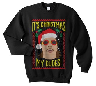 Sanfran Clothing Sanfran - Its Christmas My Dudes Top Xmas Funny Vine Wednesday Ugly Jumper Sweater - Medium/Black
