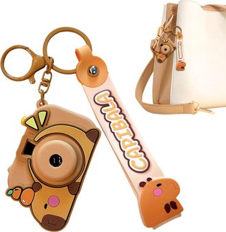 Generic Capybara Car Keyring - Silicone Bag Pendant | Stylish Unique Camera Design with Colour Pination, Fun Accessory for Men and Women, Cute Novelty Gift Ke