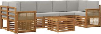 vidaXL Conjunto De Sof&aacute;s De Exterior 8 Uds. Natural Y Gris Claro Vidaxl