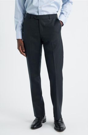 Berle Flat Front Serge Twill Dress Pants in Char Grey at Nordstrom, Size 33