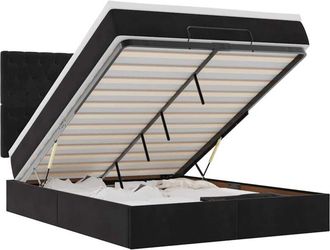 vidaXL Vidaxl - Estructura De Cama Otomana Con Colchones Terciopelo Negro