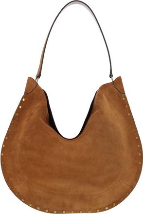 Isabel Marant Brown Oskan Soft Studded Suede Hobo Bag