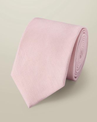 CHARLES TYRWHITT Linen Silk Tie - Light Pink Size OSFA by Charles Tyrwhitt