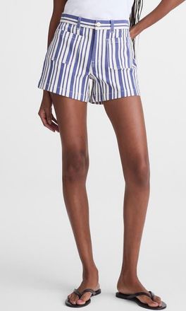 Madewell The Emmy Stripe Patch Pocket Shorts in Waterfall Stripe at Nordstrom, Size 23