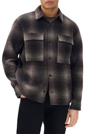 Rag & Bone Austin Plaid Wool Blend Flannel Button-Up Shirt Jacket in Brown Plaid at Nordstrom Rack, Size X-Large