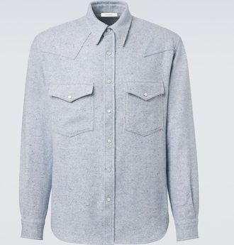 Umit Benan Giacca camicia Kevin in cashmere e seta