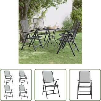 vidaXL Sedie pieghevoli - Sedie Giardino Pieghevoli 4 pz Rete Metallica Espansa Antracite