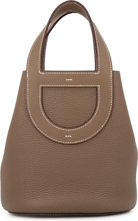 Herm&egrave;s Kara Etoupe Gray Taurillon Clemence Leather Swift Leather Tote Bag (Pre-Owned)