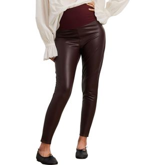 Hatch The Vegan Stretch Leather Legging in Chocolate Plum at Nordstrom, Size X-Small