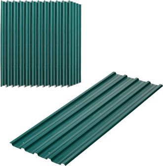 OUTSUNNY Juego De 12 Paneles Para Tejado De Acero Galvanizado 7m&sup2; Para Caseta De Herramientas Cobertizo Exterior 129x45cm Verde