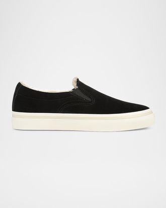 Vince Blair Suede & Shearling Slip-On Sneakers