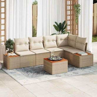 vidaXL Vidaxl - Conjunto De Sof&aacute; De Jard&iacute;n Con Coj&iacute;n 6 Pcs Beige Y Crema