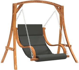 vidaXL Vidaxl - Sedia a Dondolo con Cuscino Massello di Abete Finitura in Teak Antracite