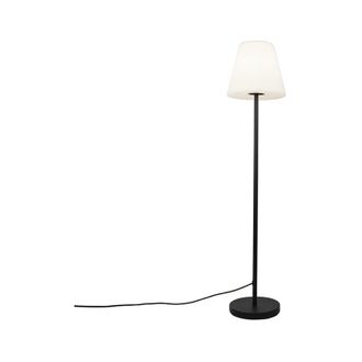 QAZQA Qazqa Dise&ntilde;o L&aacute;mpara De Pie De Exterior Negra Con Pantalla Blanca 35 Cm Ip65 - Virginia Acero /pl&aacute;stico /aluminio Alargada Adecuado Para Led Max. 1 X 