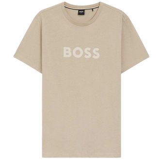 HUGO BOSS Heren T-shirt katoen met logo (Licht Beige)
