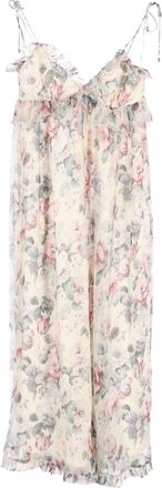 Zimmermann Sleeveless Floral Print Jumpsuit in Cream Silk