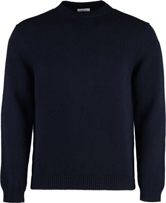 Malo Geribbelde Crew-Neck Wollen Trui - Heren - Ronde hals truien - Blauw - 2XL - Wol - Truien & Vesten