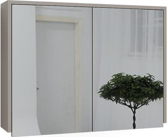 Vicco Armario Con Espejo Para Ba&ntilde;o J-shape, Cachemira, 80 X 60 Cm Con 2 Compartimentos Cerrados, Vicco