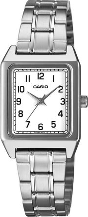 Casio Womens White Dial Stainless Steel Rectangular Watch - LTP-B150DA-7BDF
