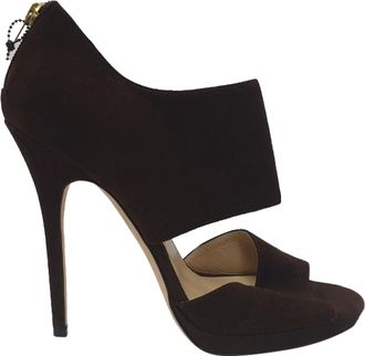 Jimmy Choo London Pre-owned Womens Lagoon Open Toe Sandals in Brown Suede - Mocha - Size 40.5 EU/IT