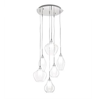 Luce-Ambiente-Design suspensi&oacute;n Skyline en Metal Con Seis Difusores de Vidrio Transparente