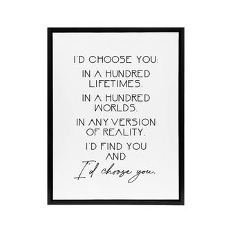 Artery8 Would Choose You In Hundred Lifetimes Love Modern Framed Canvas Art in White | Size: W24 x H32
