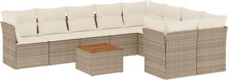 vidaXL Juego De Sof&aacute;s Jard&iacute;n Con Cojines Beige 10 Pzas Rat&aacute;n Sint&eacute;tico Vidaxl