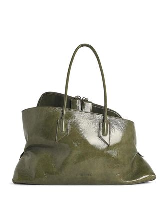 The Attico Medium la passeggiata green leather bag