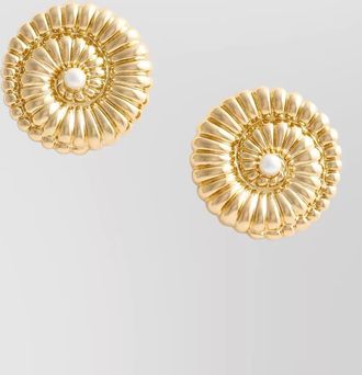 Self Portrait crystal embellished pearl shell earrings