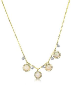 Meira T Opal & Diamond Frontal Necklace in Yellow Gold at Nordstrom, Size 18